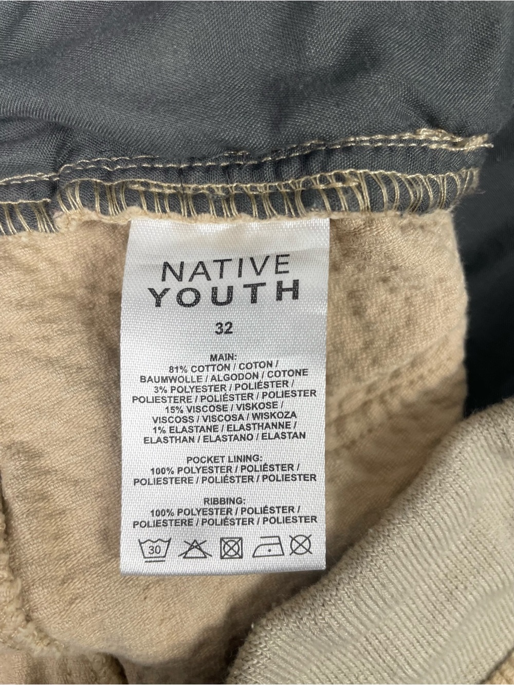 Native Youth Jersey Corduroy Jogger Pants - Taupe Brown (Shrunk to Kids 10/12) - Picture 8 of 9